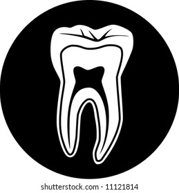 Vector tooth icon. Black and white. Simply change. In my portfolio there is version 4 in 1.