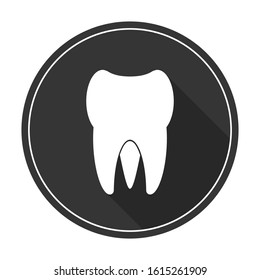 Vector Tooth icon in circle. Black tooth icon isolated. Tooth icon in flat design