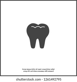 Vector tooth icon. Dentistry illustration on white isolated background. Layers grouped for easy editing illustration. For your design.