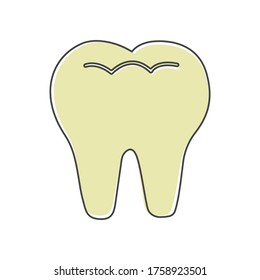 Vector tooth icon. Dentistry illustration cartoon style on white isolated background.