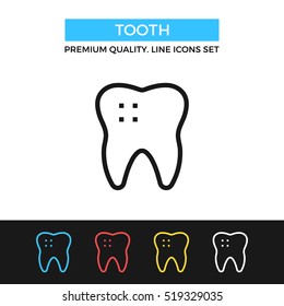 Vector tooth icon. Dentistry, oral medicine. Premium quality graphic design. Modern signs, outline symbols collection, simple thin line icons set for websites, web design, mobile app, infographics