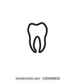 Vector tooth icon. Flat illustration of tooth isolated on white background. Icon vector illustration sign symbol.