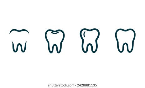 Vector Tooth Icon Symbol Set, isolated