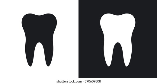 Vector tooth icon. Two-tone version on black and white background