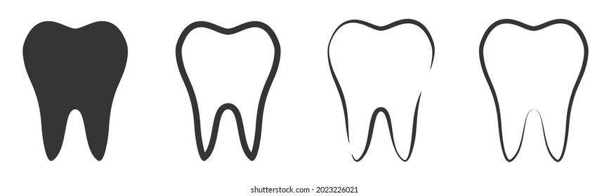 Vector Tooth icons set. Black tooth icons isolated. Tooth icon in flat design