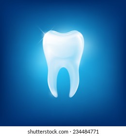 Vector tooth on blue background,