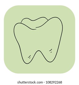 Vector tooth on a pastel green background