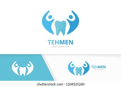 Vector tooth and people logo combination. Dental and family symbol or icon. Unique dentist and team logotype design template.