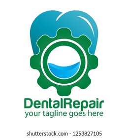 Vector tooth and repair logo combination. Dental and fix symbol or icon. Unique dentist and service logotype design template.