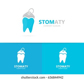 Vector of tooth and tag logo combination. Dental and shop symbol or icon. Unique clinic and label logotype design template.