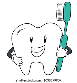 vector of tooth and toothbrush