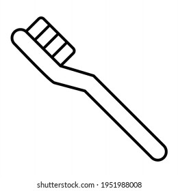 Diseño del icono de contorno del cepillo de dientes de vectores
