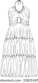 Vector top fashion , woman set  technical drawing, flat, template, sketch. Jersey or woven fabric , white color
