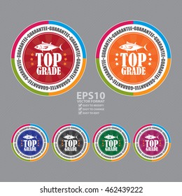 Vector : Top Grade Fish Meat Guarantee Product Label