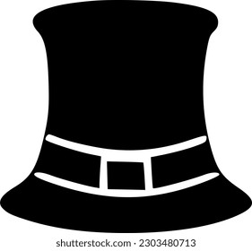 vector top hat black simple icon isolate on white