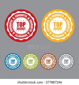 Vector : Top Secret Guarantee Campaign Promotion, Product Label, Infographics Flat Icon, Sign, Sticker
