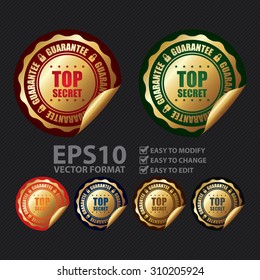 Vector : Top Secret Guarantee Infographics Peeling Sticker, Label, Icon, Sign or Badge