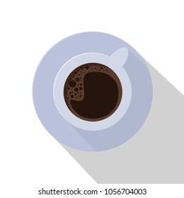 Vector top view blue coffee cup and saucer isolated on white background