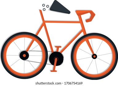 Vector Top View Broken Orange Bicicle