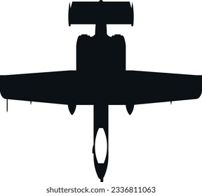 vector top view of a combat fighter jet thunderbolt warthog A10 design silhouette