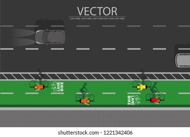 vector top view lane bike symbol on the street