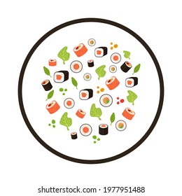 Vector top view roll with a lot of rolls in it, isolated on white background illustration.