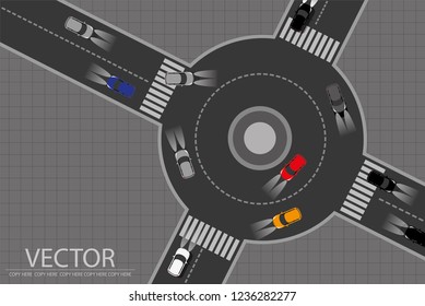 Vector Top View Roundabout Road