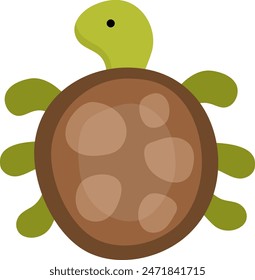 Vector top view tortoise icon. Under the sea illustration with cute funny ocean animal. Cartoon underwater, mermaid or marine turtle clipart for children isolated on white background
