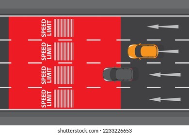 vector top view traffic sign.speed limit sign on the road.warning.carefuly