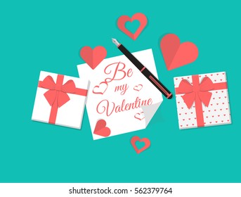 Vector Top View of Valentine's Day Elements 