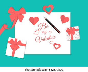 Vector Top View of Valentine's Day Elements 