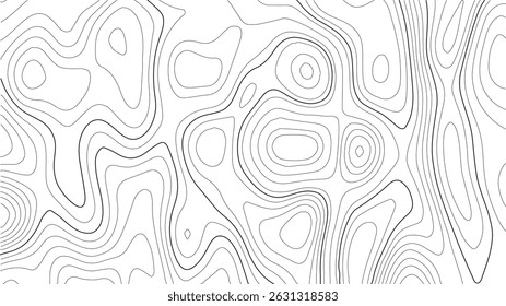 Plano de Fundo de Mapa Topográfico de Vetor com Linhas de Contorno e Grade de Terreno. Ilustração de paisagem abstrata. Linhas topográficas abstratas. Mapa do Contorno de Elevação e Projeto Vetor de Textura da Grade de Terreno.