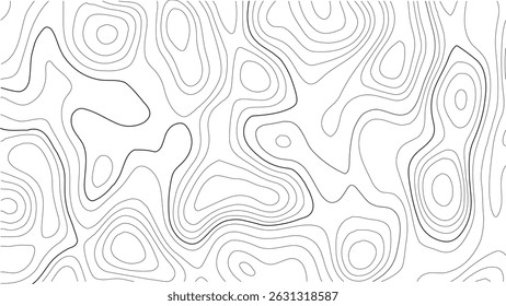 Plano de Fundo de Mapa Topográfico de Vetor com Linhas de Contorno e Grade de Terreno. Ilustração de paisagem abstrata. Linhas topográficas abstratas. Mapa do Contorno de Elevação e Projeto Vetor de Textura da Grade de Terreno.