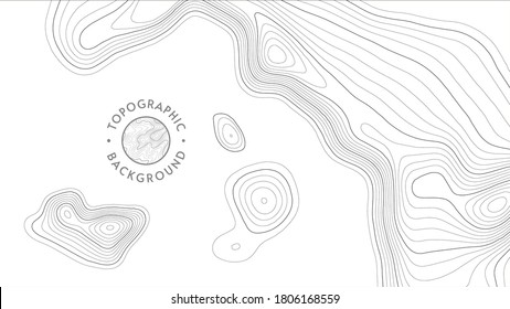 Vector topographic pattern texture. Grey contours geographic mountain topography vector illustration. Map on land terrain trails. Elevation graphic contour height lines. Topographic map EPS 10.