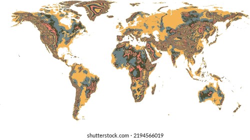Vector topographic world map art