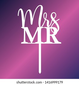 Vector topper for wedding cake. Decoration for wedding party. Topper for wedding. Vector topper template for laser cut. 