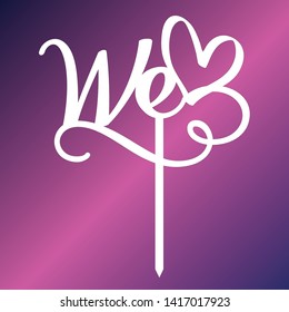 Vector topper for wedding cake. Decoration for wedding party. Topper for wedding. Vector topper template for laser cut. 