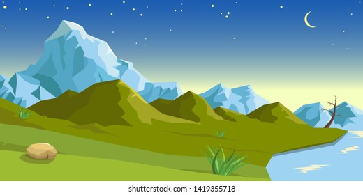 Vector tops of snowy mountains
