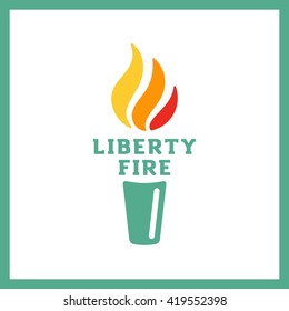 Vector torch icon. Hot flame, power flaming, glow triumph illustration. Liberty fire