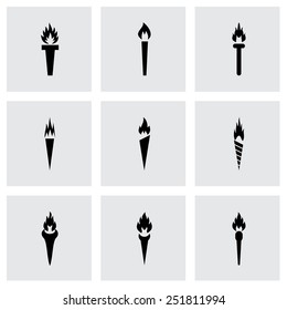 Vector torch icon set on grey background