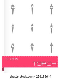 Vector torch icon set on grey background