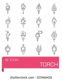 Vector Torch icon set on grey background