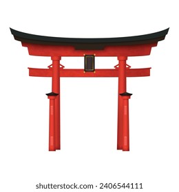 Vector a torii gate landmark of shinto shrine in japan