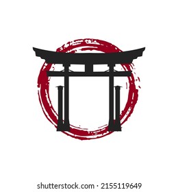 vector torii gate with red circle