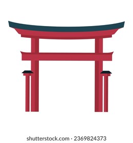 Vector torii puerta japonesa sobre fondo blanco.