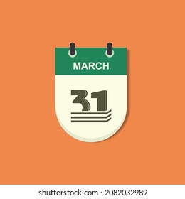 Vector is Torn Calendar. Change day, change date. Flat icons for banners, backgrounds. Example in the picture, March 31th.