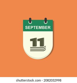 El vector es el calendario desgarrado. Cambiar día, cambiar fecha. Iconos planos para banners, fondos. Ejemplo en la imagen, 11 de septiembre.