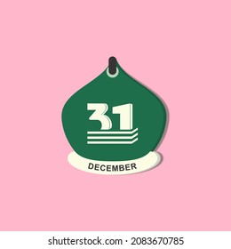 Vector is Torn Calendar. Change day, change date. Flat icons for banners, backgrounds. Example in the picture, December 31th.