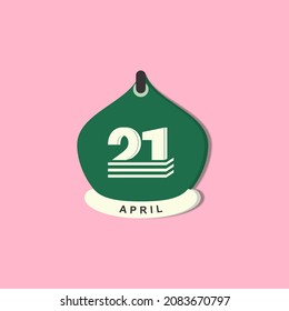 Vector is Torn Calendar. Change day, change date. Flat icons for banners, backgrounds. Example in the picture, April 21th.