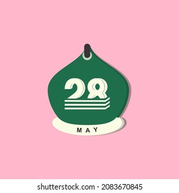 Vector is Torn Calendar. Change day, change date. Flat icons for banners, backgrounds. Example in the picture, May 28